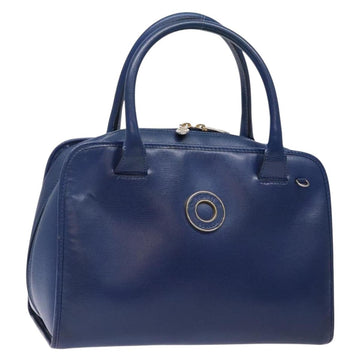 CELINE Hand Bag Leather Blue Gold Auth 141098