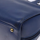 CELINE Hand Bag Leather Blue Gold Auth 141098-15