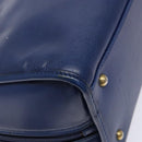 CELINE Hand Bag Leather Blue Gold Auth 141098-16