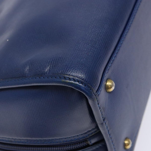 CELINE Hand Bag Leather Blue Gold Auth 141098