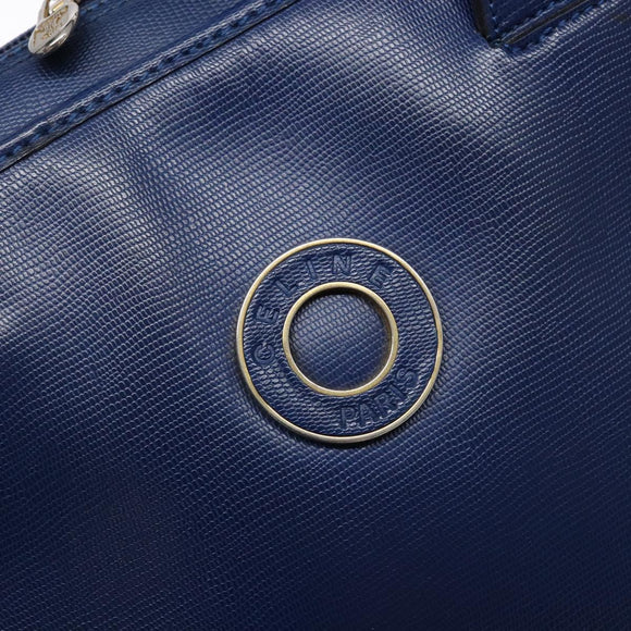 CELINE Hand Bag Leather Blue Gold Auth 141098