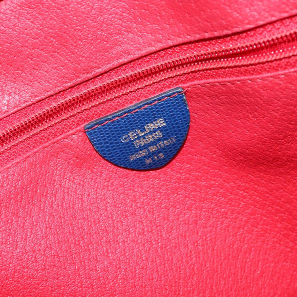 CELINE Hand Bag Leather Blue Gold Auth 141098