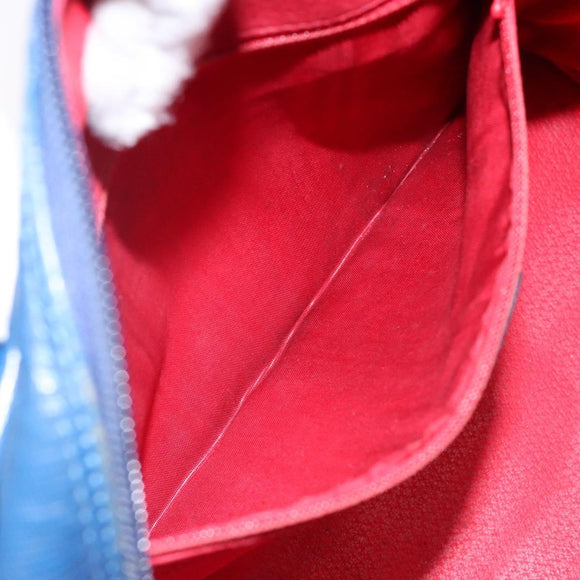 CELINE Hand Bag Leather Blue Gold Auth 141098