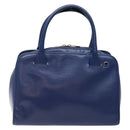 CELINE Hand Bag Leather Blue Gold Auth 141098-2