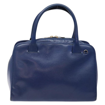 CELINE Hand Bag Leather Blue Gold Auth 141098 - 0