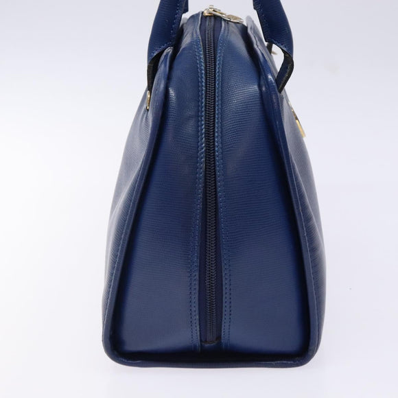 CELINE Hand Bag Leather Blue Gold Auth 141098