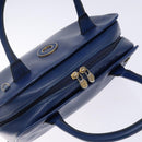 CELINE Hand Bag Leather Blue Gold Auth 141098-6