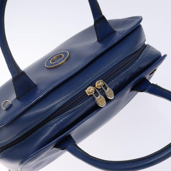 CELINE Hand Bag Leather Blue Gold Auth 141098