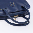 CELINE Hand Bag Leather Blue Gold Auth 141098-7
