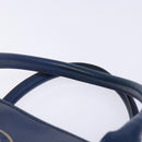 CELINE Hand Bag Leather Blue Gold Auth 141098-8