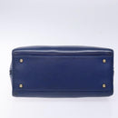 CELINE Hand Bag Leather Blue Gold Auth 141098-5