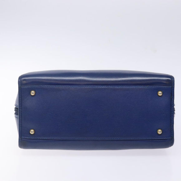 CELINE Hand Bag Leather Blue Gold Auth 141098