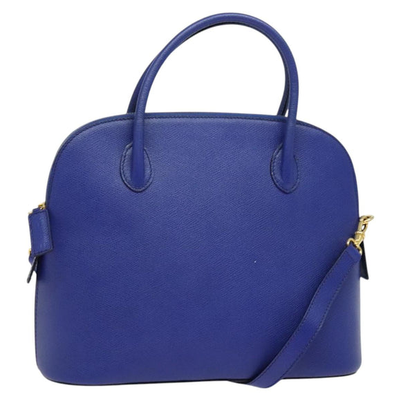 CELINE Hand Bag Leather 2way Blue Gold Auth 141099