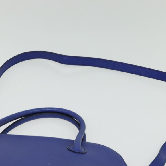 CELINE Hand Bag Leather 2way Blue Gold Auth 141099