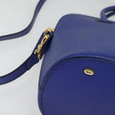 CELINE Hand Bag Leather 2way Blue Gold Auth 141099-12