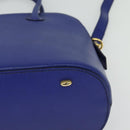 CELINE Hand Bag Leather 2way Blue Gold Auth 141099-13