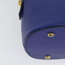 CELINE Hand Bag Leather 2way Blue Gold Auth 141099-14
