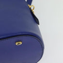 CELINE Hand Bag Leather 2way Blue Gold Auth 141099-15