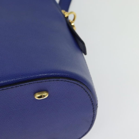 CELINE Hand Bag Leather 2way Blue Gold Auth 141099