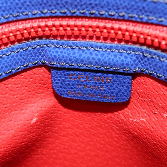 CELINE Hand Bag Leather 2way Blue Gold Auth 141099