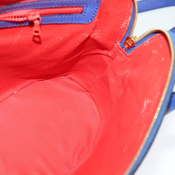 CELINE Hand Bag Leather 2way Blue Gold Auth 141099