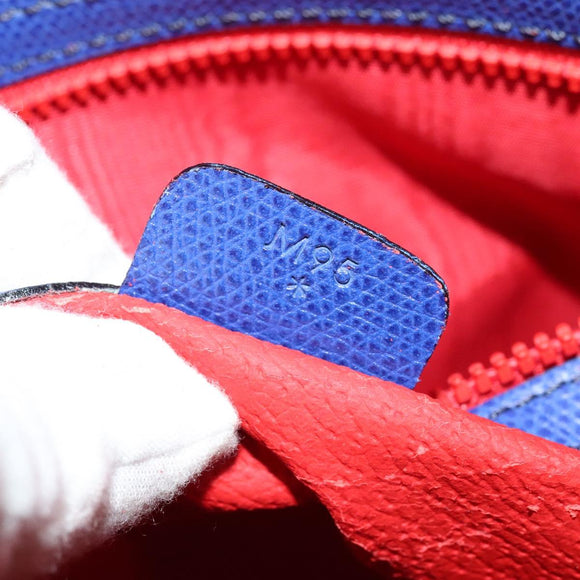 CELINE Hand Bag Leather 2way Blue Gold Auth 141099