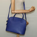 CELINE Hand Bag Leather 2way Blue Gold Auth 141099-22