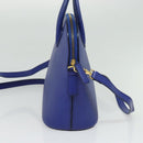 CELINE Hand Bag Leather 2way Blue Gold Auth 141099-4