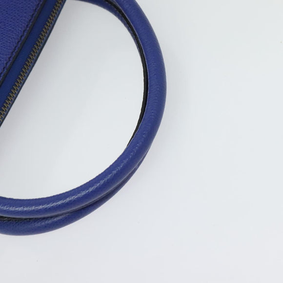 CELINE Hand Bag Leather 2way Blue Gold Auth 141099