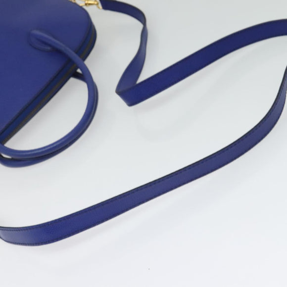 CELINE Hand Bag Leather 2way Blue Gold Auth 141099