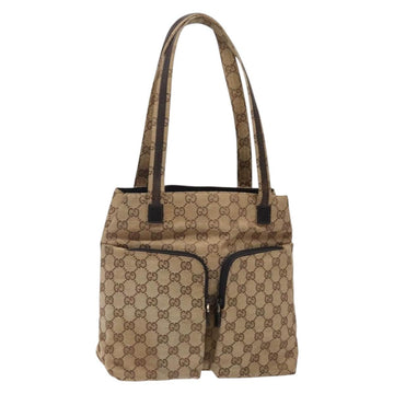 GUCCI GG Canvas Shoulder Bag Beige Silver 002 1076 Auth 141101