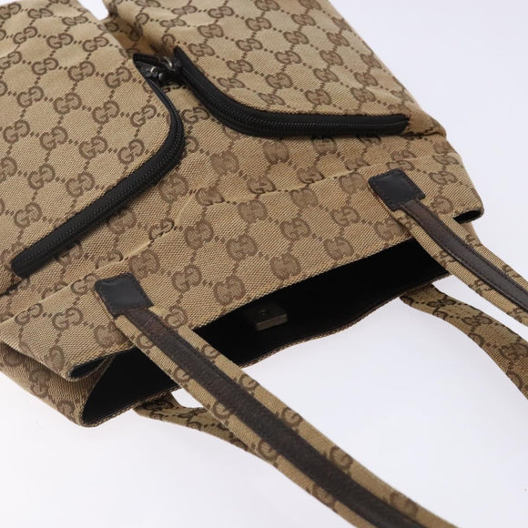 GUCCI GG Canvas Shoulder Bag Beige Silver 002 1076 Auth 141101