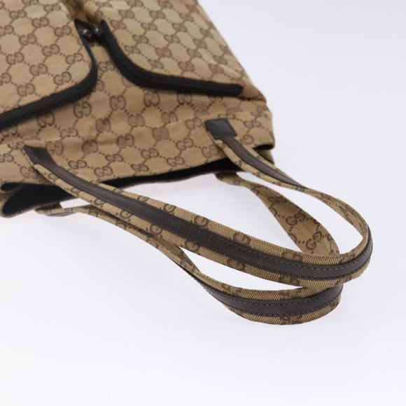 GUCCI GG Canvas Shoulder Bag Beige Silver 002 1076 Auth 141101