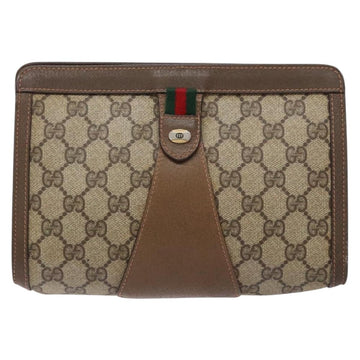 GUCCI GG Supreme Web Sherry Line Clutch Bag PVC Beige 89 01 032 Auth 141102 - 0