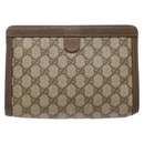 GUCCI GG Supreme Web Sherry Line Clutch Bag PVC Beige 89 01 032 Auth 141102-3