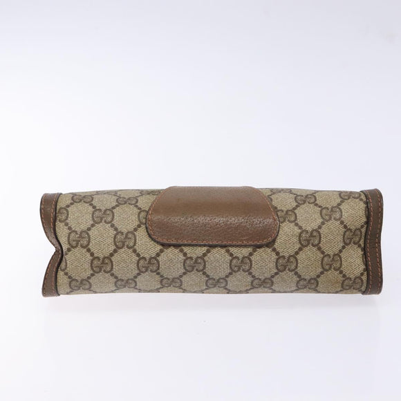 GUCCI GG Supreme Web Sherry Line Clutch Bag PVC Beige 89 01 032 Auth 141102