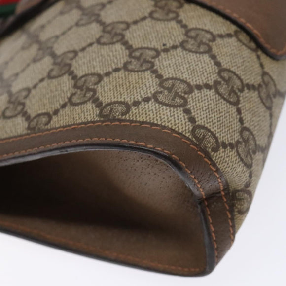 GUCCI GG Supreme Web Sherry Line Clutch Bag PVC Beige 89 01 032 Auth 141102
