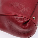 Salvatore Ferragamo Gancini Hand Bag Leather Red Silver Auth 141103-14