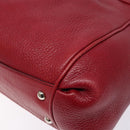 Salvatore Ferragamo Gancini Hand Bag Leather Red Silver Auth 141103-15