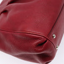 Salvatore Ferragamo Gancini Hand Bag Leather Red Silver Auth 141103-16