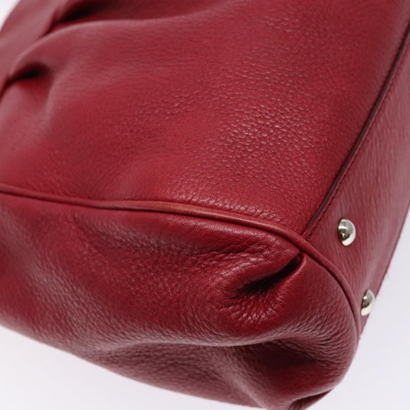 Salvatore Ferragamo Gancini Hand Bag Leather Red Silver Auth 141103