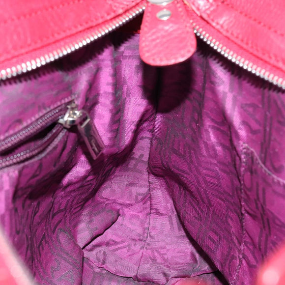 Salvatore Ferragamo Gancini Hand Bag Leather Red Silver Auth 141103