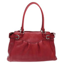 Salvatore Ferragamo Gancini Hand Bag Leather Red Silver Auth 141103-13