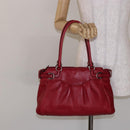 Salvatore Ferragamo Gancini Hand Bag Leather Red Silver Auth 141103-22