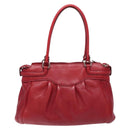Salvatore Ferragamo Gancini Hand Bag Leather Red Silver Auth 141103-2