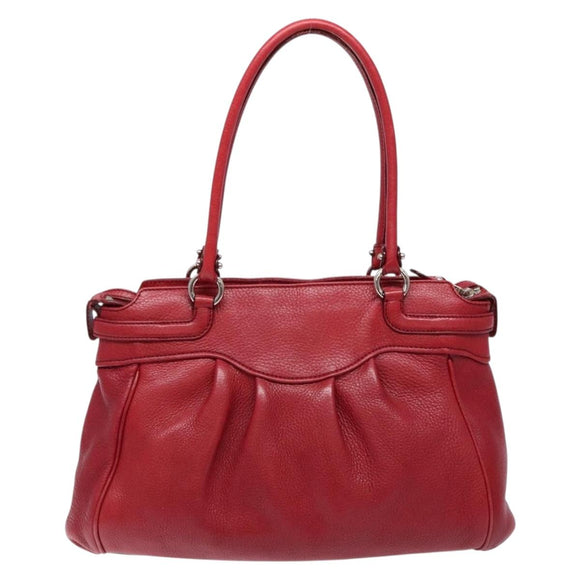 Salvatore Ferragamo Gancini Hand Bag Leather Red Silver Auth 141103