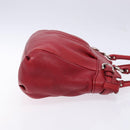 Salvatore Ferragamo Gancini Hand Bag Leather Red Silver Auth 141103-3