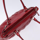 Salvatore Ferragamo Gancini Hand Bag Leather Red Silver Auth 141103-6