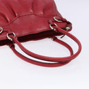 Salvatore Ferragamo Gancini Hand Bag Leather Red Silver Auth 141103-7