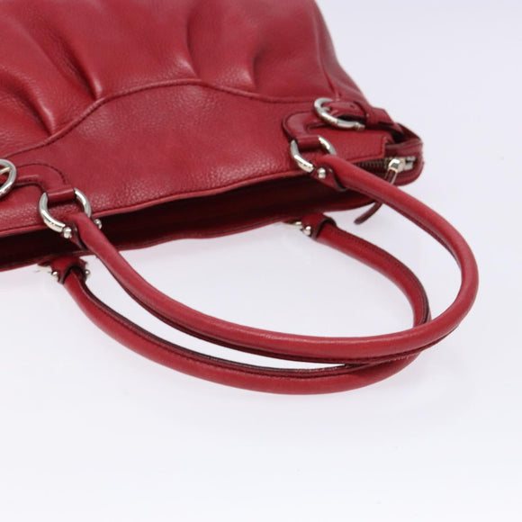 Salvatore Ferragamo Gancini Hand Bag Leather Red Silver Auth 141103